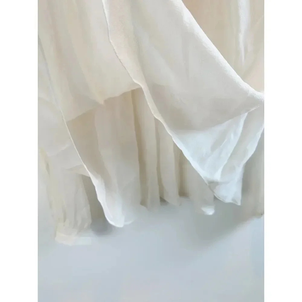 Rebecca Taylor White Lace Insert Long Sleeve Blouse Size 4 - Picture 6 of 9